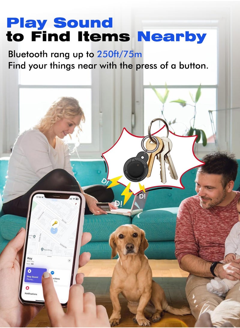 XQOOPS [4 Pack] Air Tags with Holder Case, VISOOP Smart Bluetooth Tracker Compatible with Find My(iOS Only), Item Finder Locator for Pets/Keys/Bags/Luggage Suitcases, Replaceable Battery Waterproof-Black  - Image 5