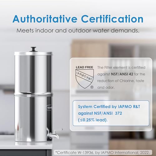 Waterdrop TKA Gravity Water Filter System NSFANSI 42372 Standard Reduces Lead and up to 98 of Chlorine with 2 Black Carbon Filters and Metal Spigot for Home Travel 225G - Image 3