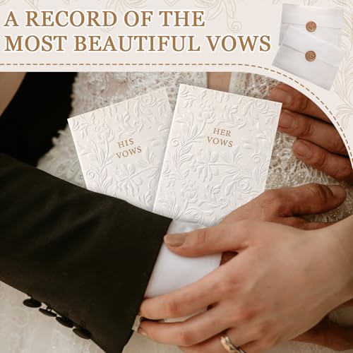 Jaloro Embossed Wedding Vow Books His and Hers Floral Pattern Vow Books for Wedding Essential Registry Ideas, His and Hers Gifts, White - Image 4