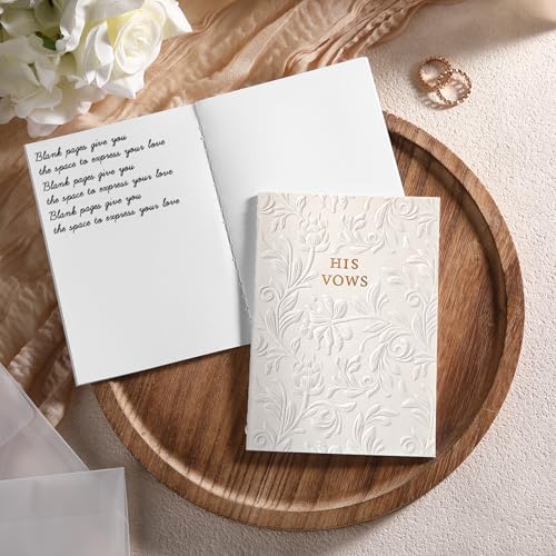 Jaloro Embossed Wedding Vow Books His and Hers Floral Pattern Vow Books for Wedding Essential Registry Ideas, His and Hers Gifts, White - Image 5