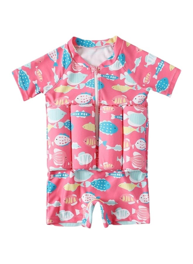 صندوق العاب بدلة سباحة عائمة للأطفال من قطعة واحدة مع طفو قابل للتعديل، بدلة سباحة بأكمام قصيرة برسومات كرتونية، مقاس XXL (57 × 55 سم) - Image 1