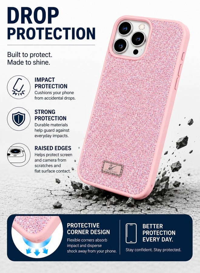 غطاء هاتف فاخر واقٍ مزين بأحجار الكريستال والراينستون اللامعة لهاتف Apple iPhone 16 Pro Max – أبيض - Image 4