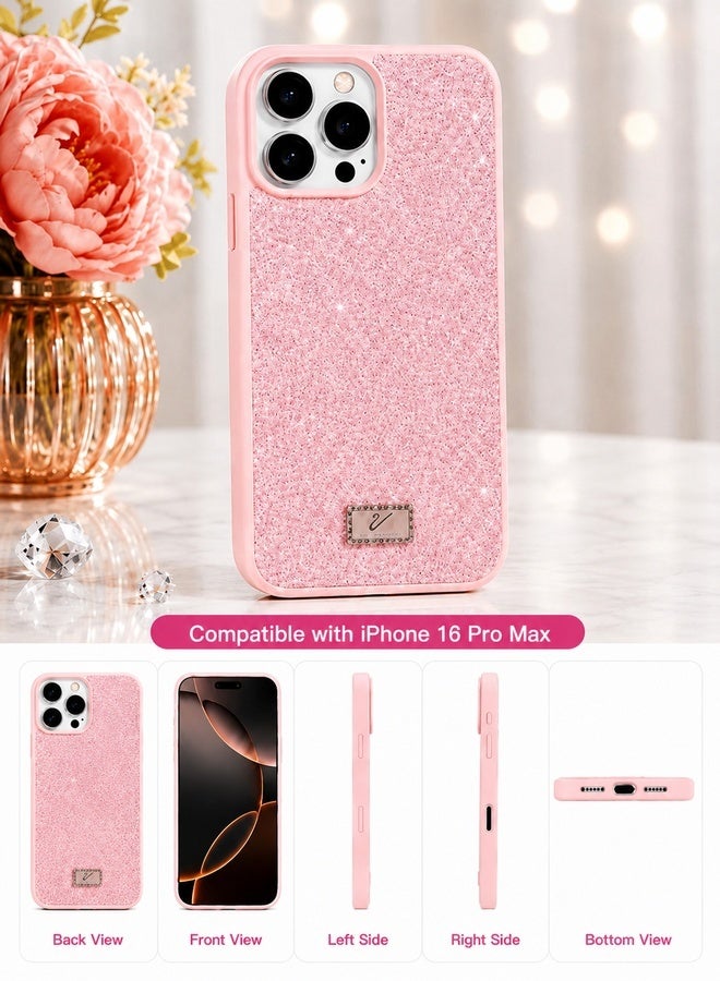 غطاء هاتف فاخر واقٍ مزين بأحجار الكريستال والراينستون اللامعة لهاتف Apple iPhone 16 Pro Max – أبيض - Image 2