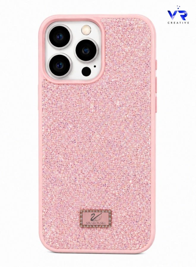 غطاء هاتف فاخر واقٍ مزين بأحجار الكريستال والراينستون اللامعة لهاتف Apple iPhone 16 Pro Max – أبيض - Image 1