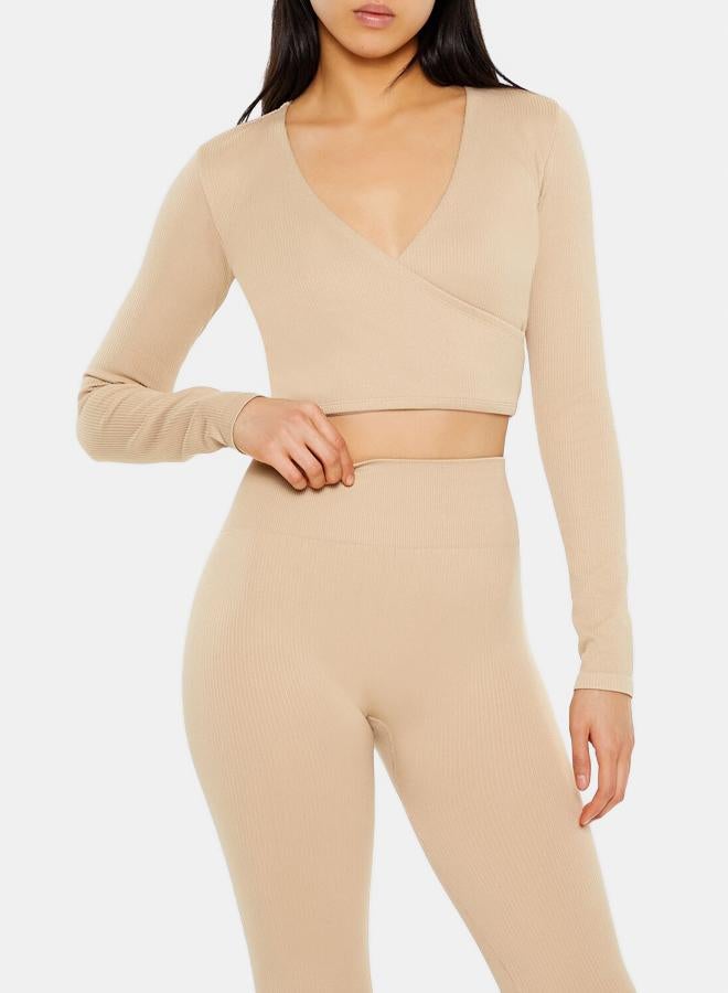 FOREVER 21 Active Seamless Surplice Crop Top - Image 1