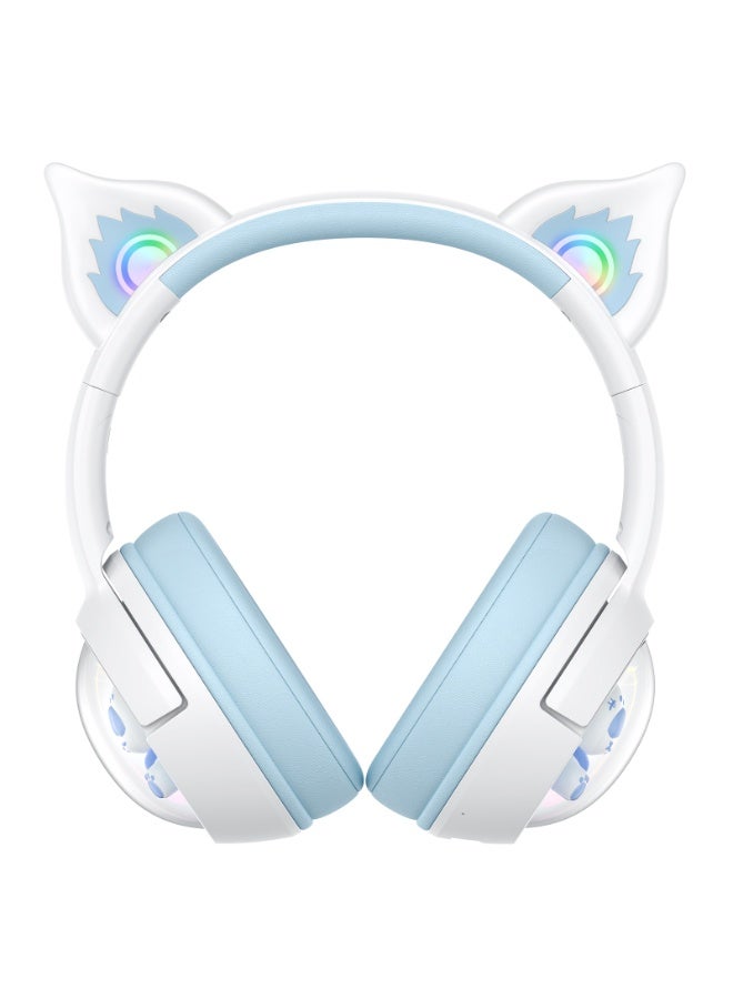 onikuma B5 2.4G  Cute Cat Bluetooth Headphones, Wireless & Wired Mode Headset with Mic, RGB LED Light, for Girls Women School Gaming, Compatible with Mobile Phones Tablet  Blue White - Image 5