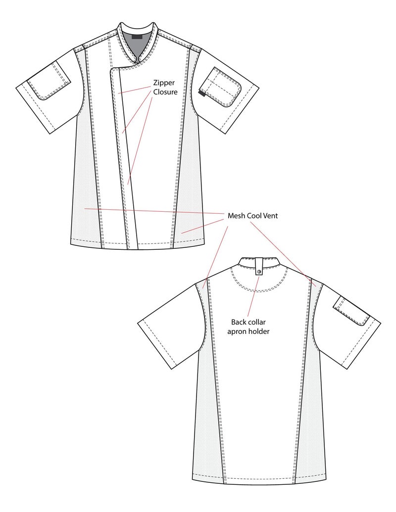Chef Code Zip Front Cool Breeze Chef Coat (White, X-Large) - Image 2