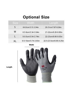 3M 3M 1 Pair Comfort Grip Glove Nitrile Rubber Protective Gloves Cut Resistance Gloves Work Gloves Stretch Fit Durable Coated General Use Size L  - Image 4