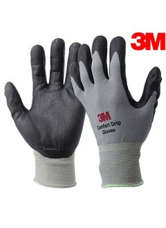 3M 3M 1 Pair Comfort Grip Glove Nitrile Rubber Protective Gloves Cut Resistance Gloves Work Gloves Stretch Fit Durable Coated General Use Size L  - Image 1