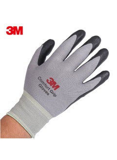 3M 3M 1 Pair Comfort Grip Glove Nitrile Rubber Protective Gloves Cut Resistance Gloves Work Gloves Stretch Fit Durable Coated General Use Size L  - Image 2