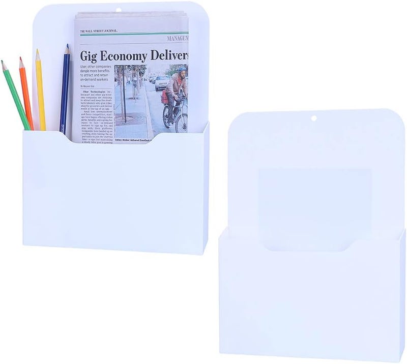Antner 2 Pack Magnetic File Holder Letter Size Magnetic Wall File Organizer Office Supplies Mail Planners Case for Whiteboard, Refrigerator, Metal Locker, White - Image 1