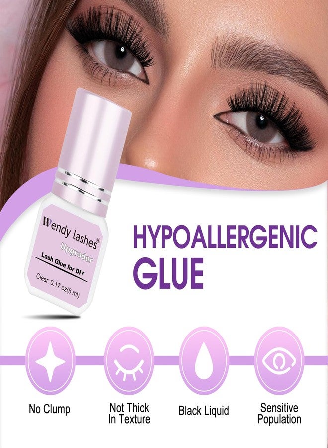 WENDY LASHES Waterproof Lash Glue for Eyelash Cluster: Upgrader Glue for Daily Beauty Enthusiast Lash Artists, Up to 1 Weeks Hold 2-3 Sec Drying, Clear, 5 ml, X0 - Image 4