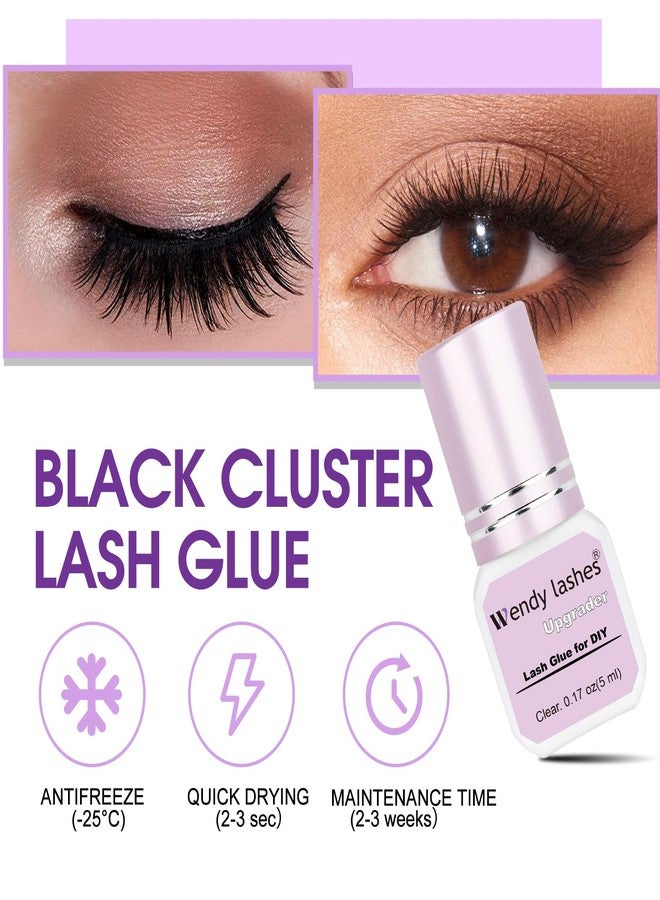 WENDY LASHES Waterproof Lash Glue for Eyelash Cluster: Upgrader Glue for Daily Beauty Enthusiast Lash Artists, Up to 1 Weeks Hold 2-3 Sec Drying, Clear, 5 ml, X0 - Image 3