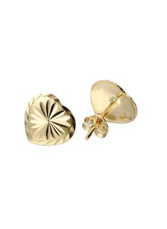Gold Heart Shaped Stud Earrings 18KT - FKJERN18KU3048