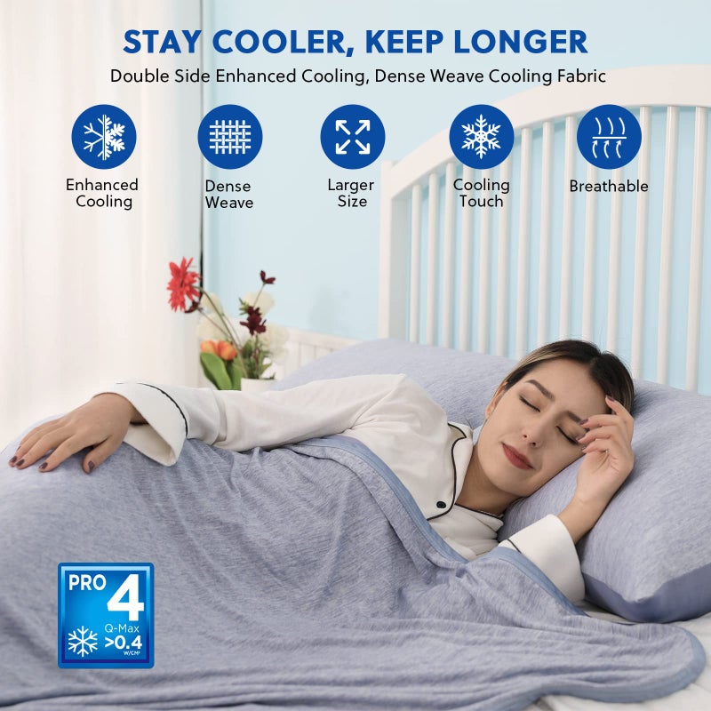 HOMFINE Cooling Blankets for Hot Sleepers - Summer Blanket Thin Lightweight Breathable Soft Double Side Enhanced Cooling for Bed Couch Sofa, Keep Cool for Night Sweats (Blue, 50 x 70 inches) - Image 2