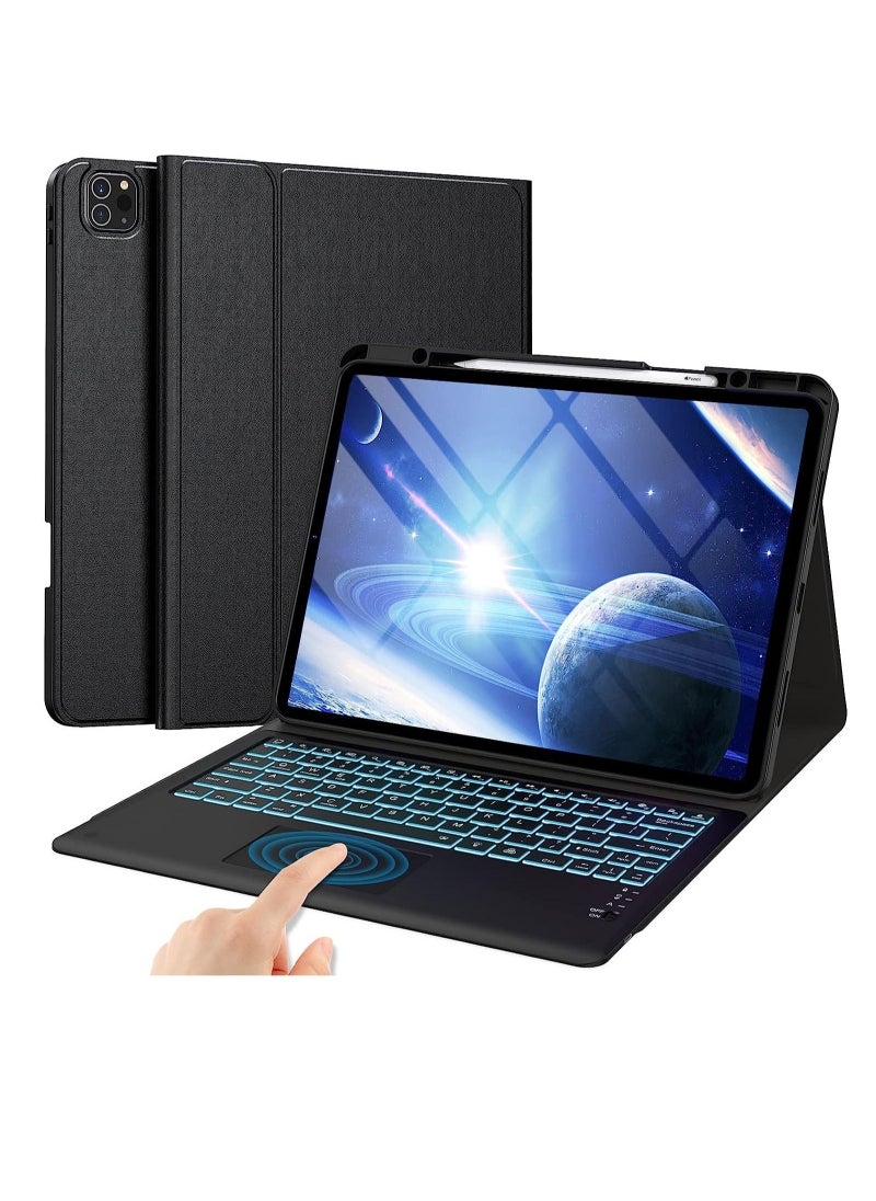 Generic iPad Pro 12.9 Case with Keyboard 6 Generation 2022 iPad Pro 12.9 Keyboard for 12.9 inch 5th 4th 3rd Gen Trackpad Keyboard with 7 Colors Backlit Wireless Detachable with Pencil Holder 