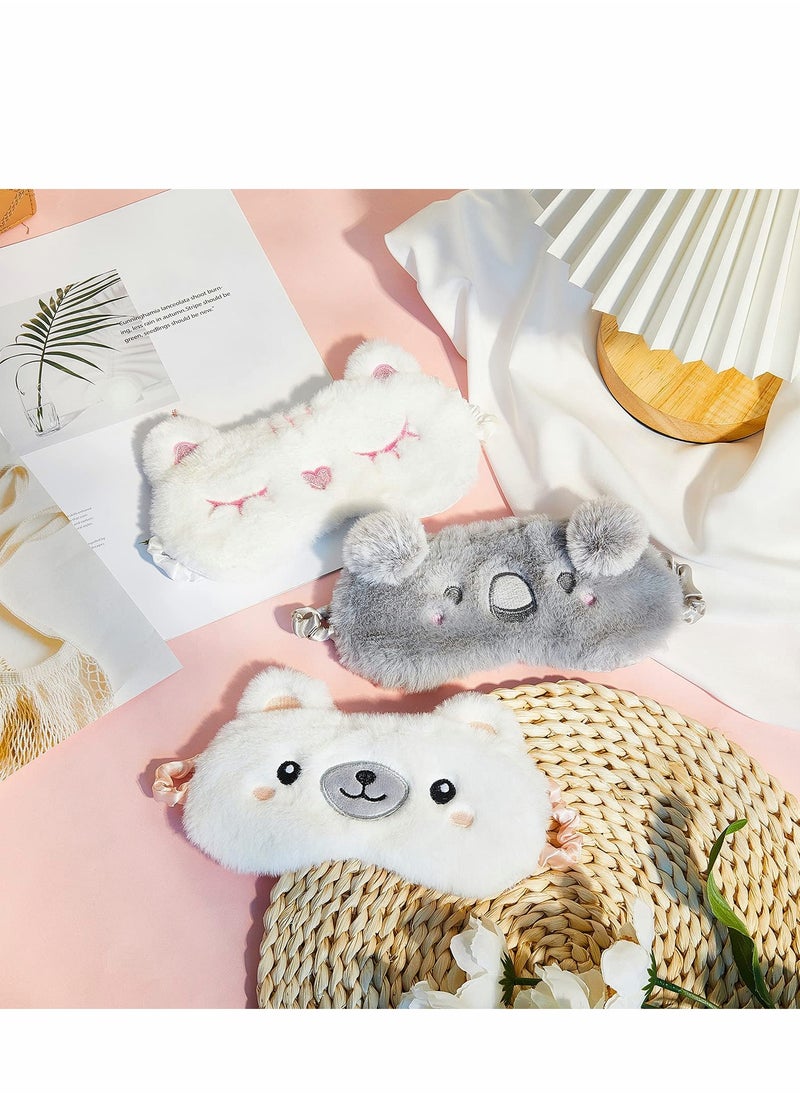 Generic - 3PCS Kids Animal Eye Masks - Soft Adjustable Sleeping Masks for Girls, Ladies & Adults - Perfect for Travel & Pajama Parties - Image 1