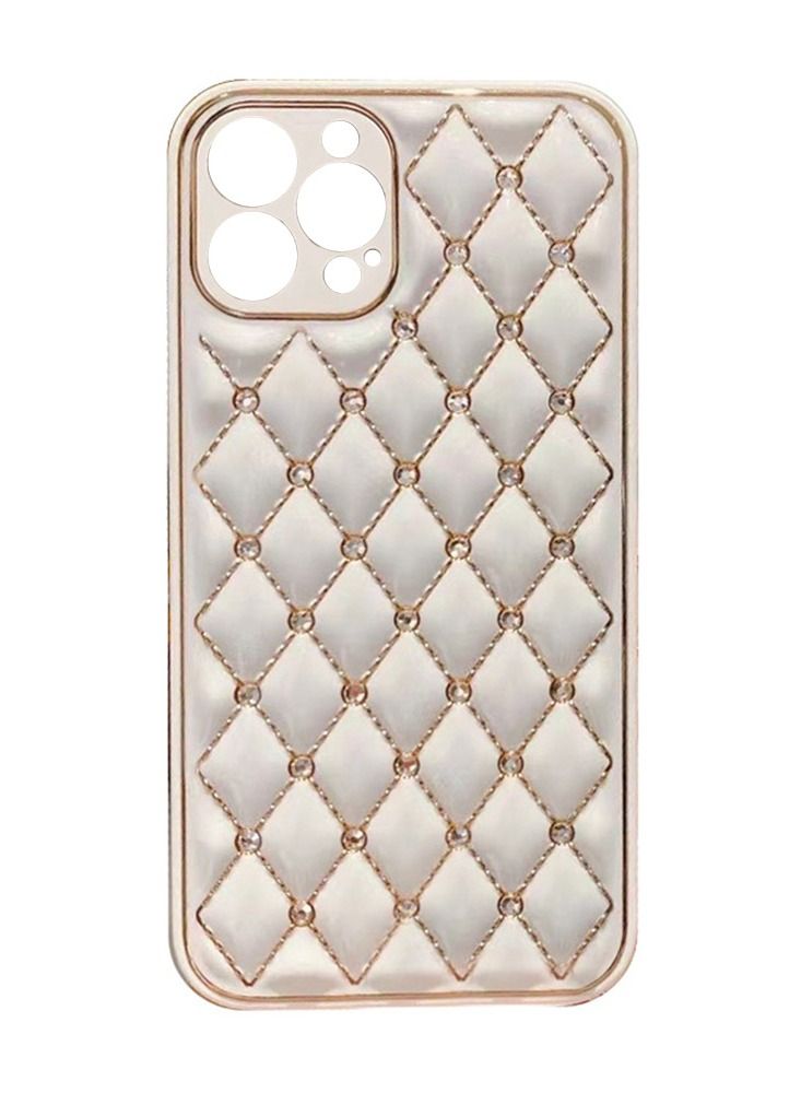JOWAY iPhone 13 Pro Luxury Diamond Bling Rhinestone Case Cover Shockproof Camera Lens Protection White - Image 2