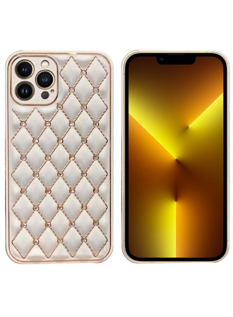 JOWAY iPhone 13 Pro Luxury Diamond Bling Rhinestone Case Cover Shockproof Camera Lens Protection White - Image 3