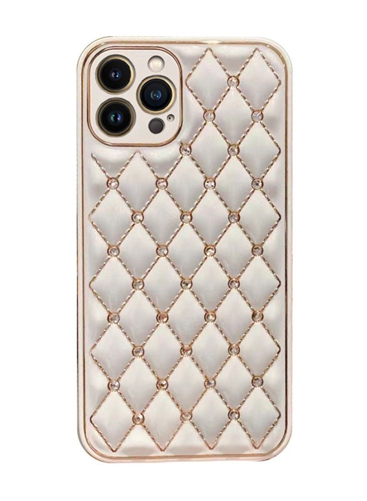 JOWAY iPhone 13 Pro Luxury Diamond Bling Rhinestone Case Cover Shockproof Camera Lens Protection White - Image 1