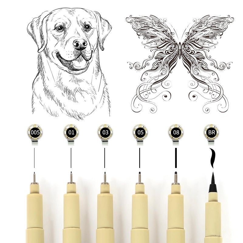 GETHPEN Micro Fineliner Set, 6 Pack Black Micro Fine Point Drawing Waterproof Archival Ink Multiliner Pens for Artist Illustration, Sketching, Technical Drawing, Anime, Manga - Image 2