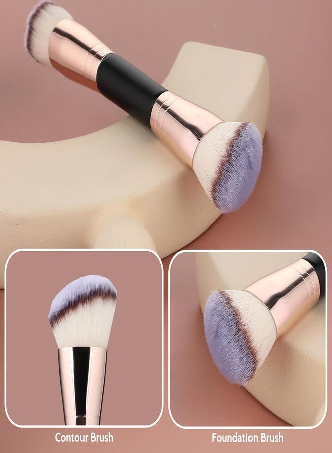 روبي فيس فرشاة مكياج أساس روبي فيس، فرشاة كابوكي فاخرة، فرشاة كونتور مزدوجة الأطراف لمزج خافي العيوب السائل والبودرة وكريم أحمر الخدود (مسطحة/دائرية بزاوية، 1) - Image 3