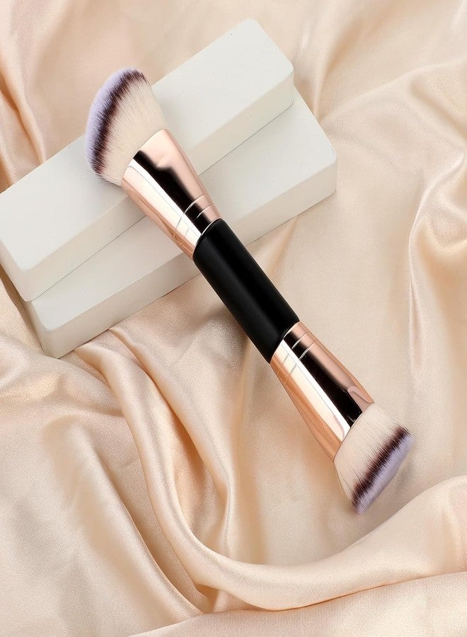 روبي فيس فرشاة مكياج أساس روبي فيس، فرشاة كابوكي فاخرة، فرشاة كونتور مزدوجة الأطراف لمزج خافي العيوب السائل والبودرة وكريم أحمر الخدود (مسطحة/دائرية بزاوية، 1) - Image 4