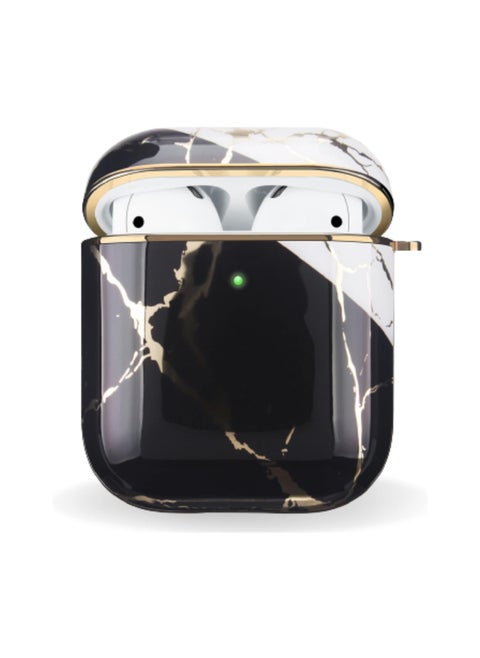 AirPods Case Cover Electroplated TPU Design, KeyChain Option, Wireless Charging Support, Shockproof Protective, Compatible with Apple Airpod Case Gen 2 1 (Premium Electroplated Black)