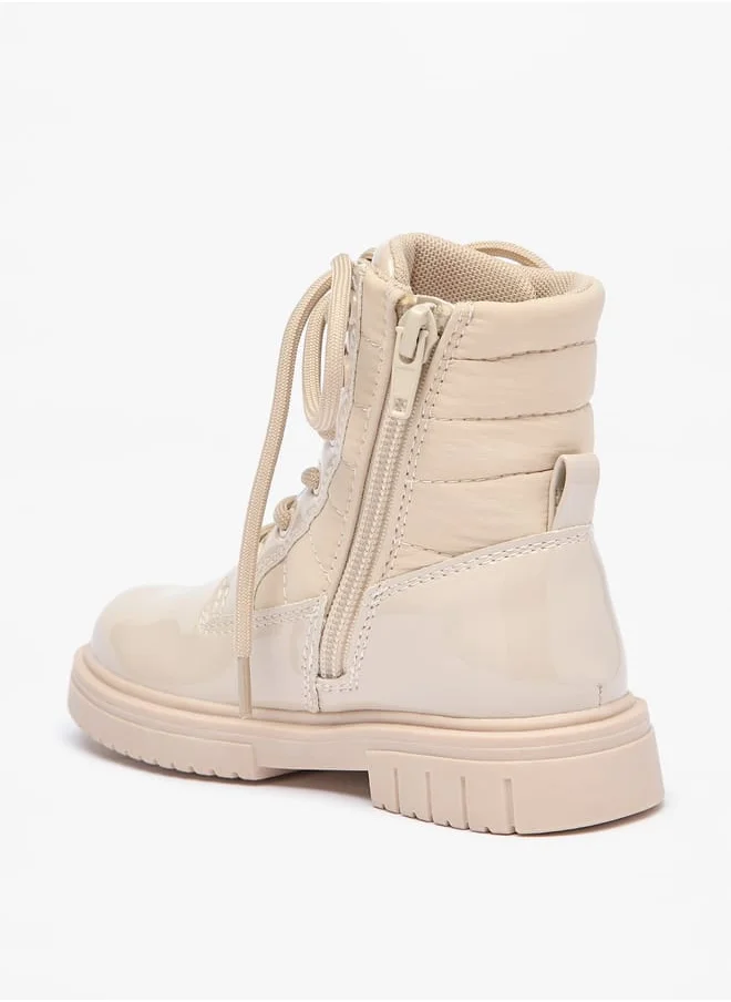 لي كوبر Girls Quilted Low Ankle Boots with Zip Closure