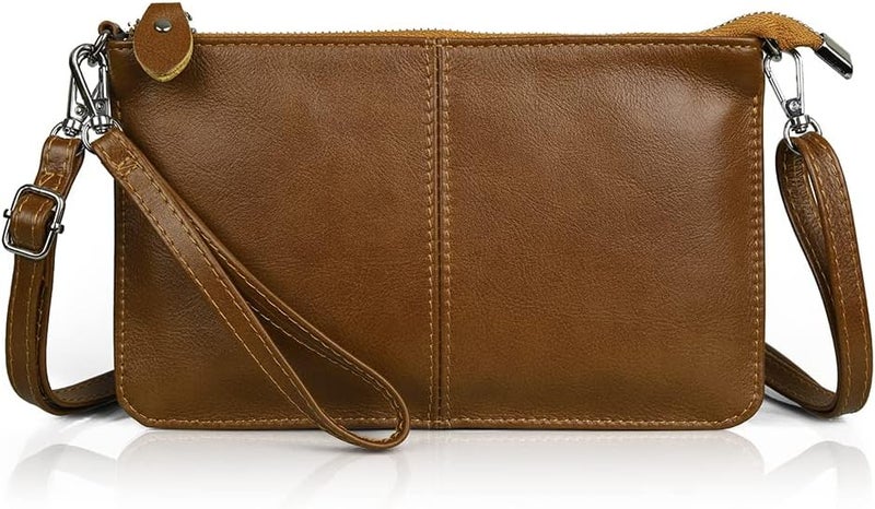 befen Genuine Leather Wristlet Clutch Wallet Purses Small Crossbody Bags for Women with RFID Blocking Card Slots - Image 1