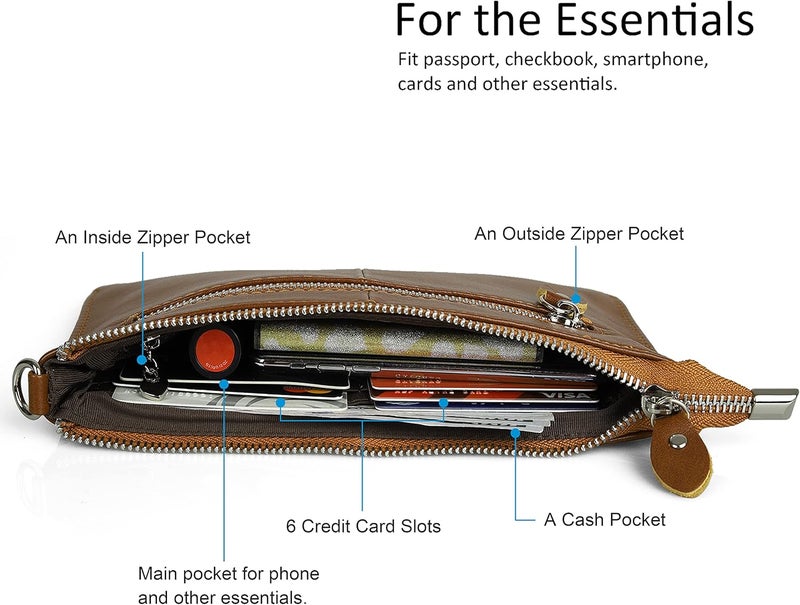 befen Genuine Leather Wristlet Clutch Wallet Purses Small Crossbody Bags for Women with RFID Blocking Card Slots - Image 3