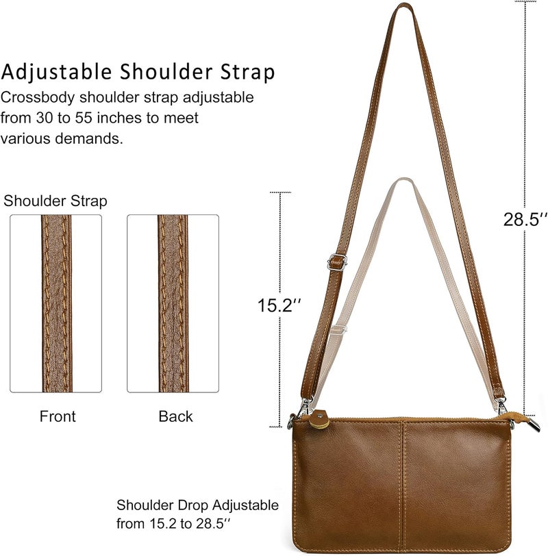 befen Genuine Leather Wristlet Clutch Wallet Purses Small Crossbody Bags for Women with RFID Blocking Card Slots - Image 5