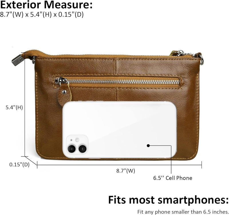 befen Genuine Leather Wristlet Clutch Wallet Purses Small Crossbody Bags for Women with RFID Blocking Card Slots - Image 4