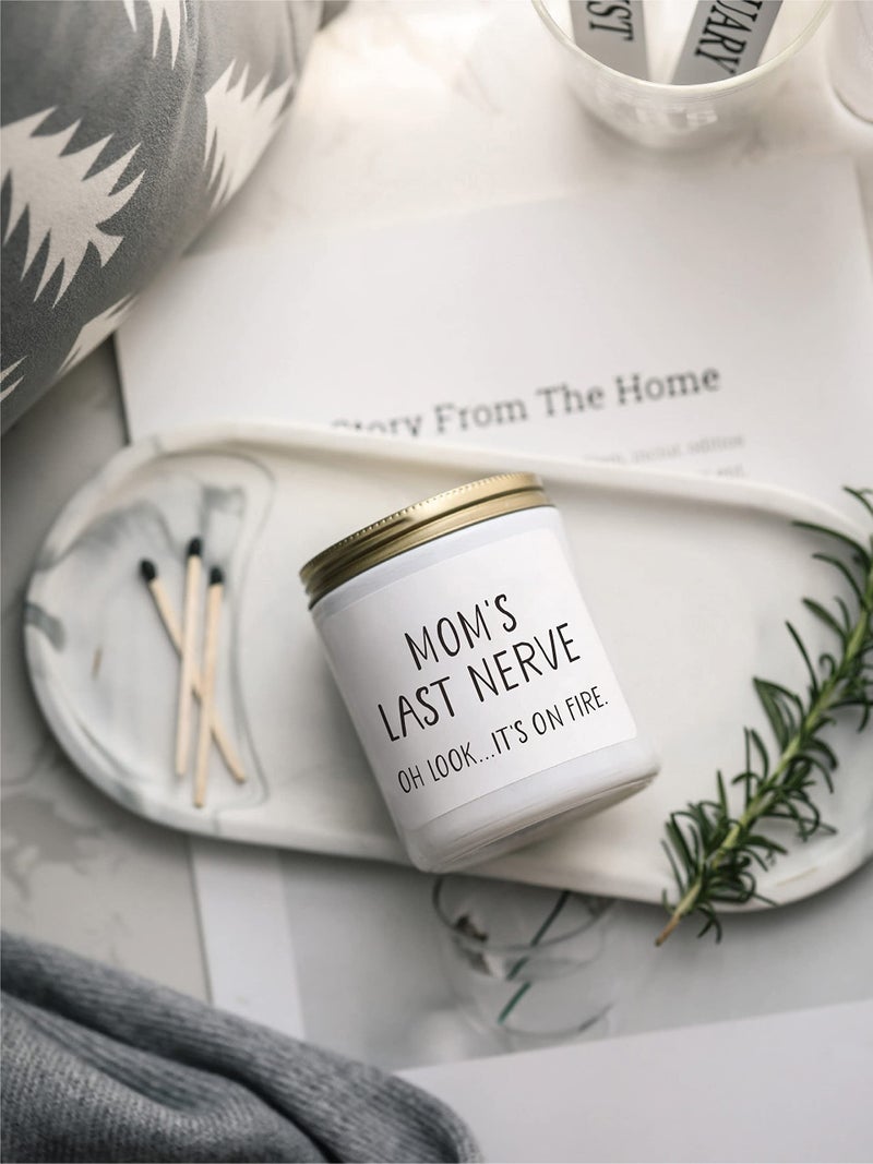 KORMMCO Moms Last Nerve Candle, Oh Look It's on Fire Candles, Christmas Gift for Mom, Funny Mother’s Day Gift from Daughter & Son, Mom Birthday Gifts,Vanilla Lavender Scented Candles - Image 5