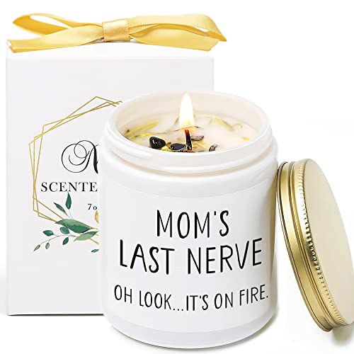 KORMMCO Moms Last Nerve Candle, Oh Look It's on Fire Candles, Christmas Gift for Mom, Funny Mother’s Day Gift from Daughter & Son, Mom Birthday Gifts,Vanilla Lavender Scented Candles - Image 1