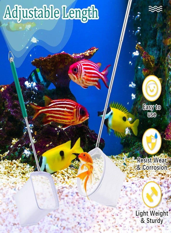 JaGely 6 Pcs Aquarium Fish Net with Extendable Stainless Steel Handle, Adjustable Fish Tank Shrimp Net, Circle and Square Brine Shrimp Net for Aquarium, Pond, 5 Colors - Image 4