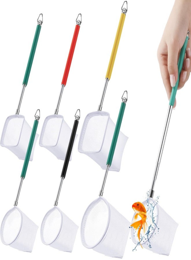 JaGely 6 Pcs Aquarium Fish Net with Extendable Stainless Steel Handle, Adjustable Fish Tank Shrimp Net, Circle and Square Brine Shrimp Net for Aquarium, Pond, 5 Colors - Image 1