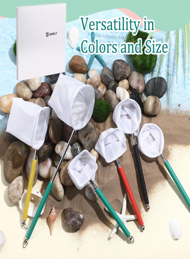 JaGely 6 Pcs Aquarium Fish Net with Extendable Stainless Steel Handle, Adjustable Fish Tank Shrimp Net, Circle and Square Brine Shrimp Net for Aquarium, Pond, 5 Colors - Image 5