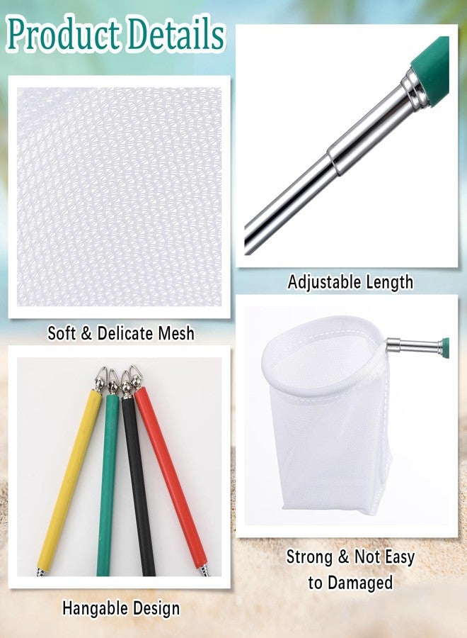 JaGely 6 Pcs Aquarium Fish Net with Extendable Stainless Steel Handle, Adjustable Fish Tank Shrimp Net, Circle and Square Brine Shrimp Net for Aquarium, Pond, 5 Colors - Image 3