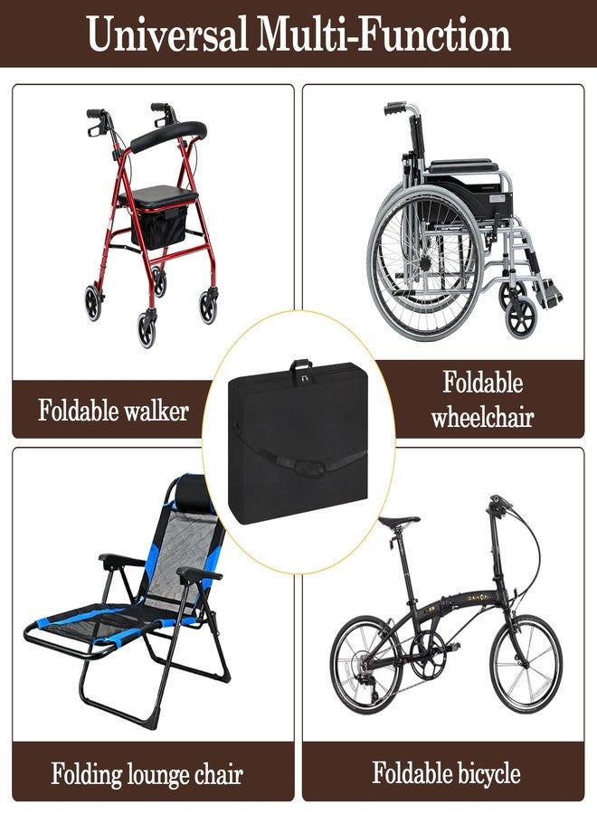 Klmnop Waterproof Wheelchair Travel Bag, 34.6" L x 11.8" W x 32.7" H Storage Cover with Handle and Information Card Slot for Foldable Wheelchairs, Walker Rollator, Portable for Car TSA Travel(Black) - Image 5