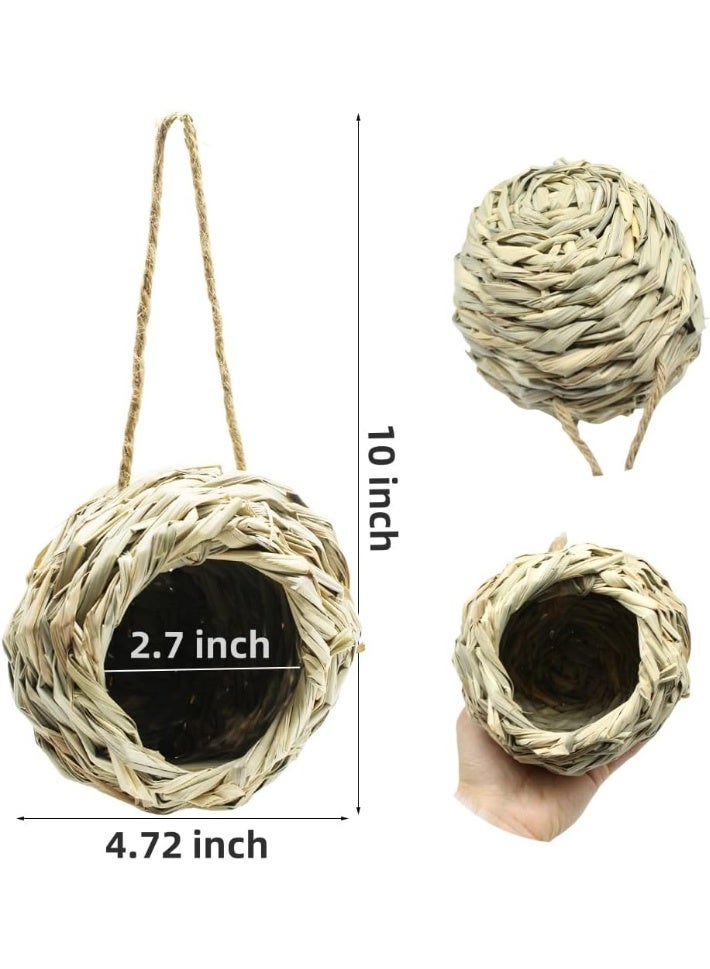 SUNSAR Hummingbird Houses, 3 Pack Natural Grass Bird Nests, Woven Ball Shape Hanging Huts for Garden, Outdoor Decor - Image 2
