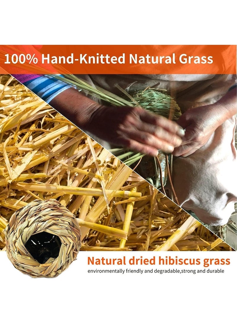 SUNSAR Hummingbird Houses, 3 Pack Natural Grass Bird Nests, Woven Ball Shape Hanging Huts for Garden, Outdoor Decor - Image 4