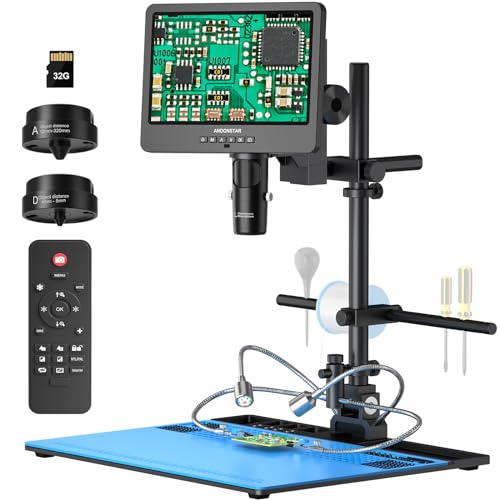 Andonstar AD249S-Max 10.1'' HDMI Digital Microscope with Super Max Soldering Station, Helping Hands, 2000X 3 Lens 2160P UHD Video Record, Soldering Microscope for Electronics Repair, Slides, 32GB Card - Image 1