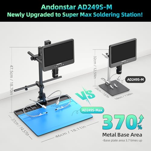 Andonstar AD249S-Max 10.1'' HDMI Digital Microscope with Super Max Soldering Station, Helping Hands, 2000X 3 Lens 2160P UHD Video Record, Soldering Microscope for Electronics Repair, Slides, 32GB Card - Image 3