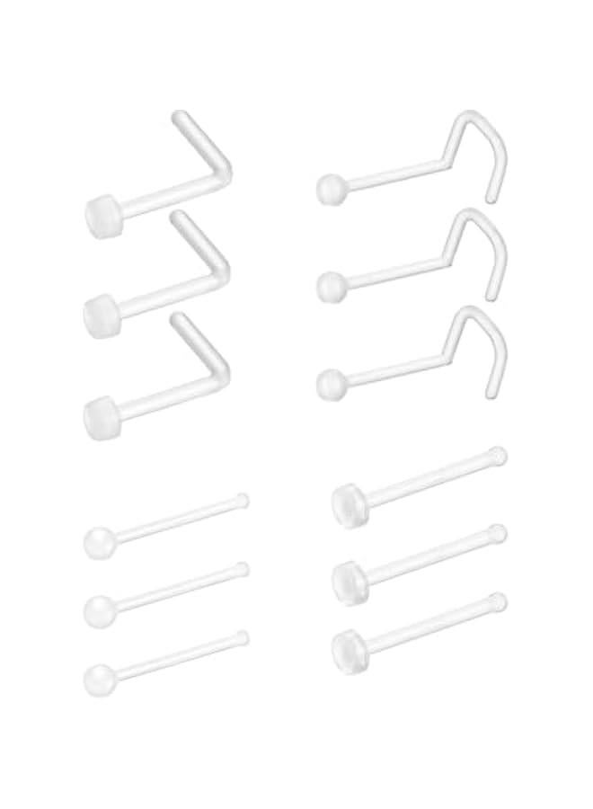 Arabest Clear Nose Ring Bioflex for Women and Men,Plastic Cear Nose Studs for Work L Shaped,Body Clear Piercing Retainer 18g Nose Rings Studs Piercing Jewelry - Image 1