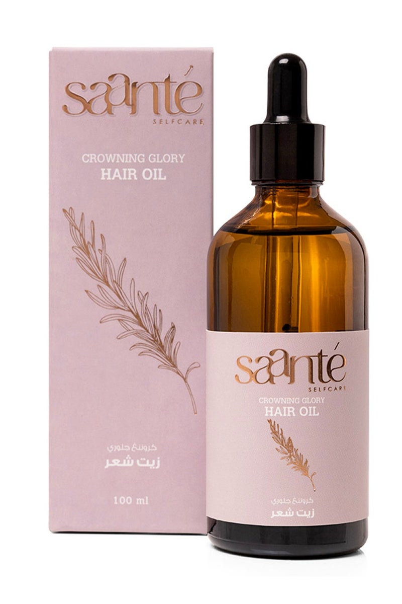 Saante Crowning Glory Women Hair Oil, 100 ml – Strengthens Roots, Scalp Detox, Anti Hair Fall, Promotes Denser Hair, Nourishing Botanical Blend, Clary Sage, Juniper, Lavender, Rosemary - Image 1