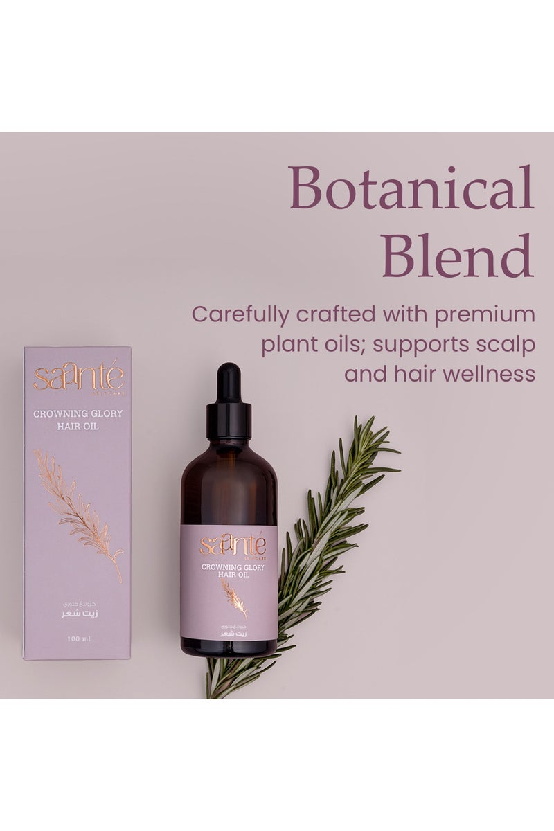 Saante Crowning Glory Women Hair Oil, 100 ml – Strengthens Roots, Scalp Detox, Anti Hair Fall, Promotes Denser Hair, Nourishing Botanical Blend, Clary Sage, Juniper, Lavender, Rosemary - Image 3