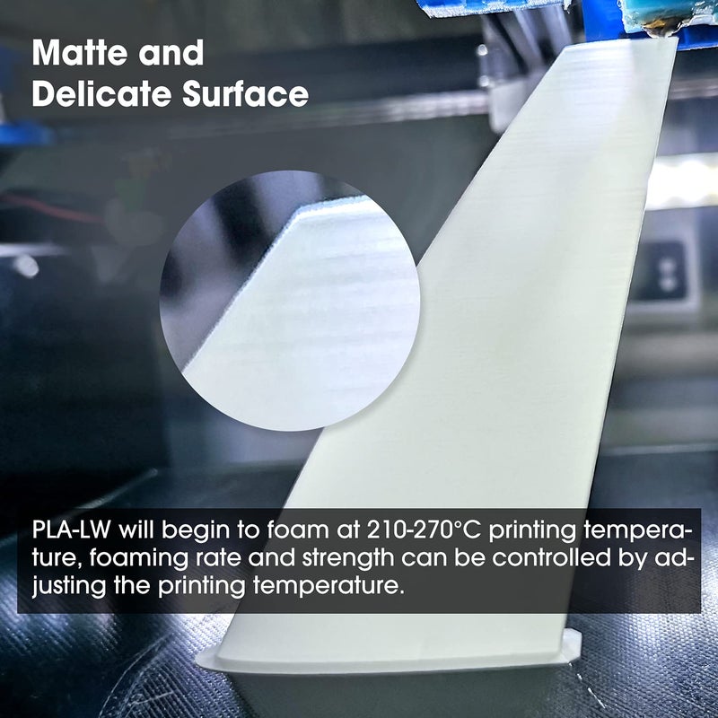 eSUN PLA LW PLA 3D Printer Filament, 1.75mm 1KG Spool Lightweight Strong Paint Adhesion Foaming PLA Filament for 3D Printers 3D Printed Airplane, Natural - Image 5