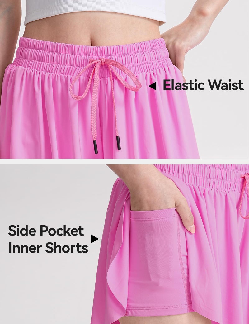 KEREDA Girls Flowy Shorts,Butterfly Shorts for Teen Girls with Spandex Liner 2-in-1 Kids Preppy Athletic Clothes 1 Pack 9-10Y (Hot Pink) - Image 4