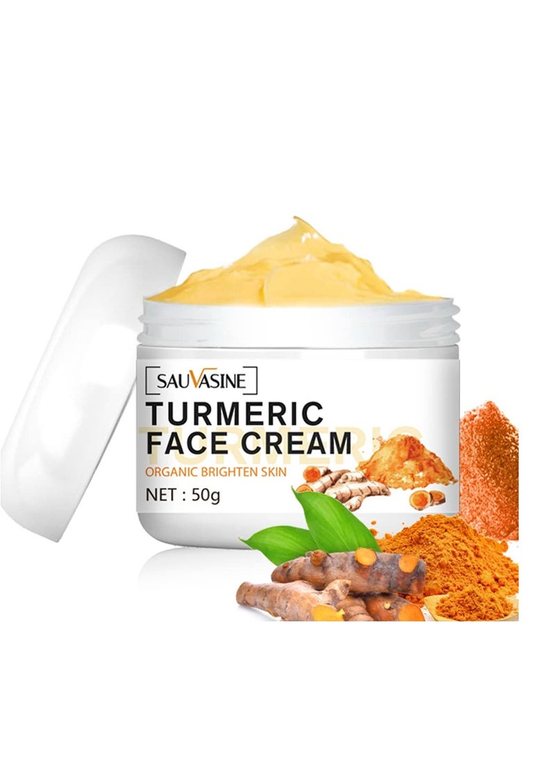 SAUVASINE - Lanthome Turmeric Face Cream for Face Skin Care Anti-Aging Cream Brightening Face Moisturizer Cream,Skin Repair Cream,Turmeric Moisturizing Cream for Dark Spots Remover,Evens Skin Tone-50g - Image 1